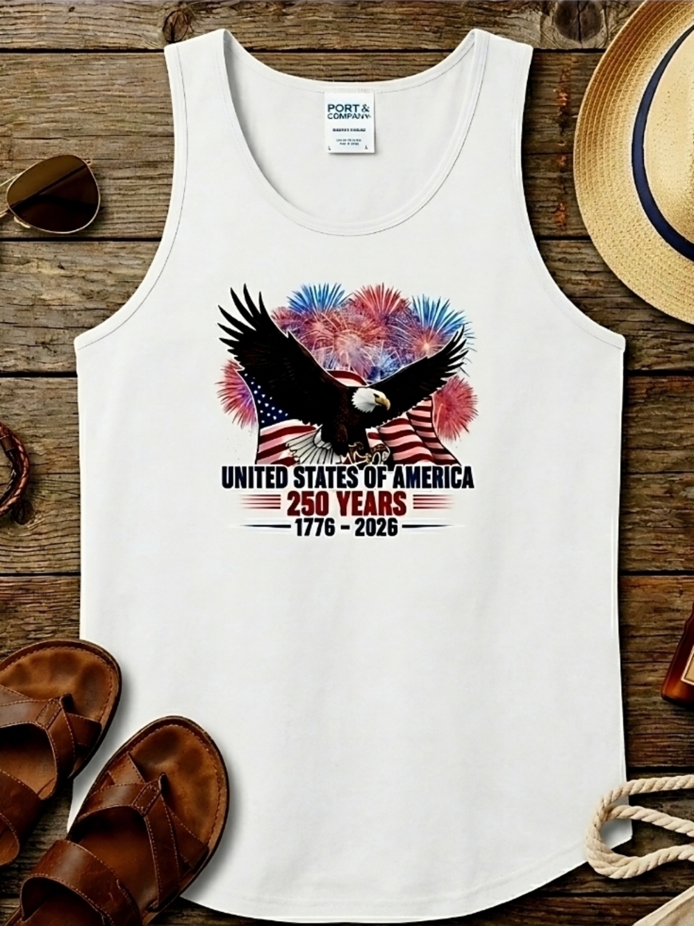 Women’s Patriotic Tank Top • 250th Anniversary USA Eagle Fireworks • 1776‑2026